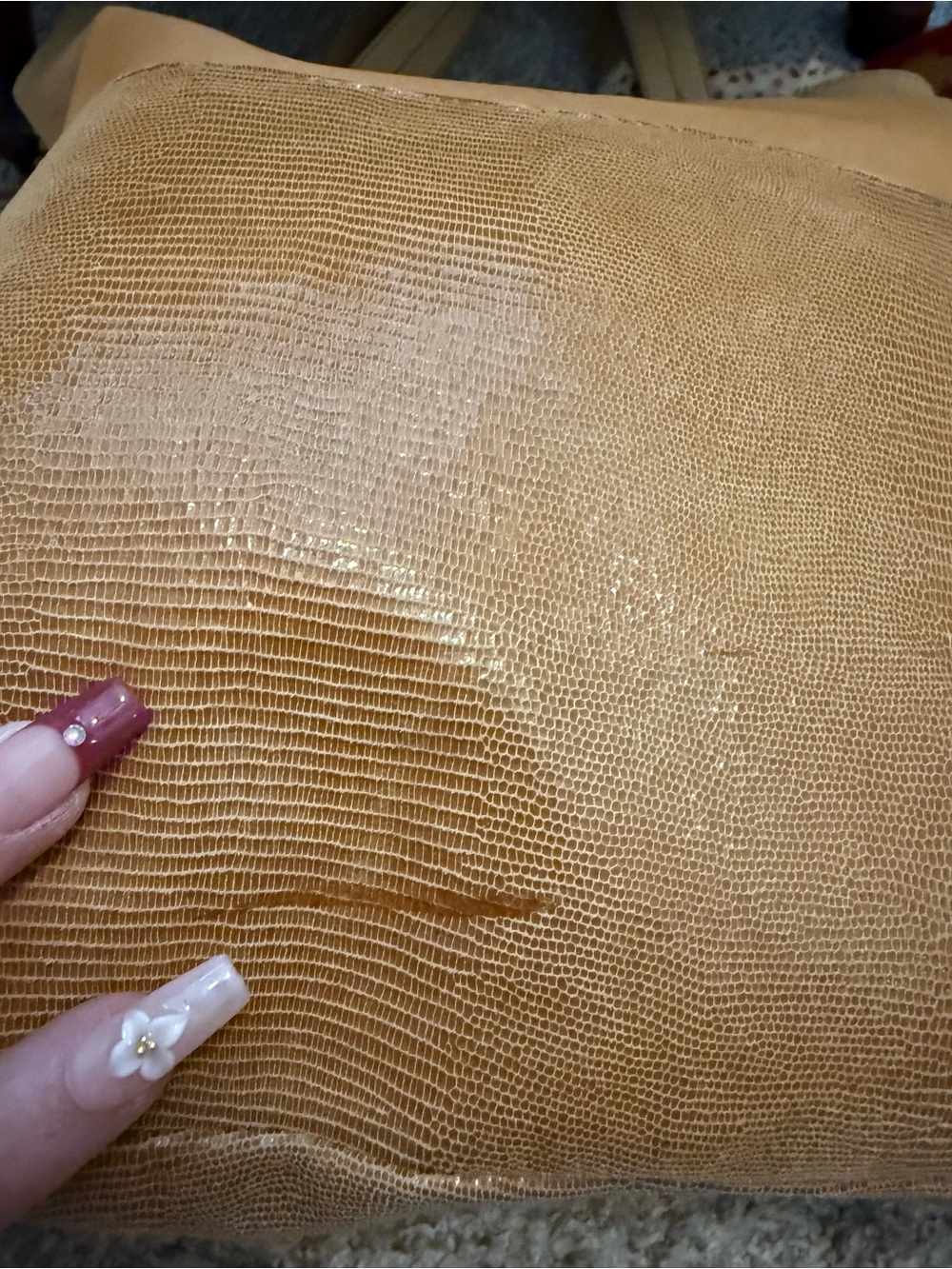 Vintage ANN TAYLOR Tan Leather Tote Bag with Tassel Charm - Picture 6 of 10